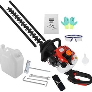 BESUFY Hedge Trimmer, Grass Trimmer-Cordless 26cc 2-Stroke Gas Bush Cutter Fuel-efficient Low Voice High-Powered Hedge Trimmer Double Side Blader, Weed Eater, Ship from USA Red
