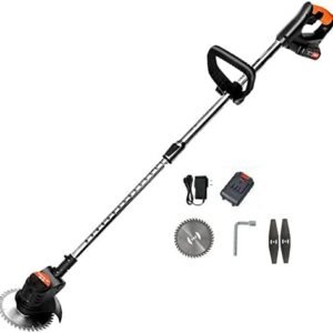 21V Cordless Electric Grass Trimmer/Edger, 1300W Small Lawn Mower with Graphene Lithium Battery & Fast Charger, Electric Law Trimmer for Edging/Trimmi