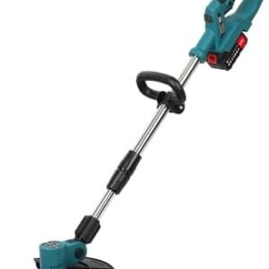 2024 Upgraded 9 Inch Cordless Grass Trimmer, 21V Electric String Trimmer Telescopic Rod Weed Wacker Telescopic Rod Battery Powered Lawn Mower Weed Eater Rechargeable Handheld Brush Cutter Blue