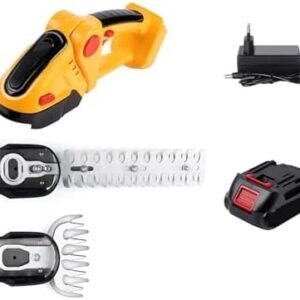2 in 1 Electric Hedge Trimmer 2 in 1 Cordless Trimmer Handheld Household Shrub Weeding Pruning Mower Garden Tools (Color : Yellow-1 Battery)