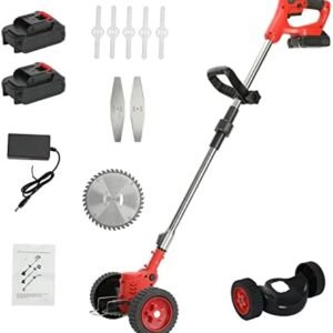 Altsuceser Electric Weed Eater Battery Powered Weed Wacker Cordless String Trimmer, 24V 2000mAh Lawn Trimmer Edger Brush Cutter with Telescopic Rod D-Shaped Handle for Lawn, Garden, Bush Trimming Red