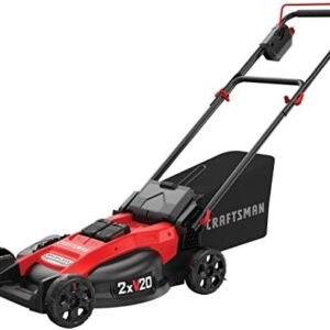 CRAFTSMAN V20 Lawn Mower, Push Mower, Lightweight and Portable, Grass Bag, Battery and Charger Included (CMCMW220P2)