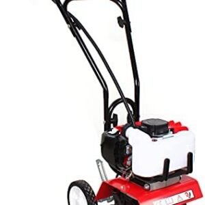 Mini Tiller Cultivator, Rototiller Gas Powered Cultivator Yard 52CC Air-Cooled 2-Stroke Engine, Garden Tiller Garden Tool Cordless with Long Handle, 1.65KW