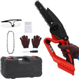 Cordless Power Chainsaw for Milwaukee M18 Max Battery, 6 Inch Electric Power Chainsaw, Portable One-Handed Brushless Pruning Chain Saw with Security Lock & 2 Replacement Chains(Battery Not Included)