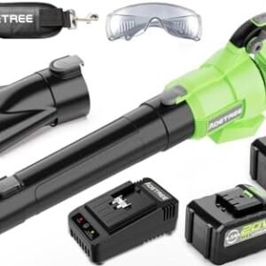 Lightweight Electric Leaf Blower Cordless – 500CFM Brushless Blower with 2 Battery and Charger – 20V 4.5Ah Battery Powered Blower for Yard Driveway Garden Lawn Care