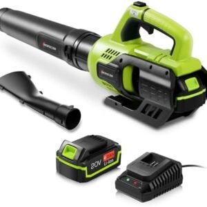 Berscob Leaf Blower Cordless,Battery Powered,Handheld Snow Blowers w/4.0Ah Battery & Fast Charger, 2 Speed Mode, Lightweight Leaf Blowers w/Extension Nozzle for Lawn, Yard, Garage, Patio & Sidewalk