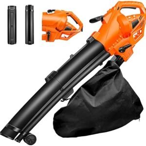 Powerful Leaf Blower, 3 in 1 (Leaf Blower + Vacuum Cleaner + Leaf Shredder) Garden Blower, 6-Speed Adjustment, 10:1 Powder Ratio, with 35L Collection Bag, 270 Km/H Electric Garden Duster,20M
