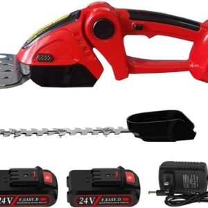 2 in 1 Cordless Hedge Trimmer w/ 2X Rechargeable Battery & Charger, 24V Electric Grass Trimmer Cutter, Handheld Hedge Shears Clippers, Bush Shrub Trimmer Lawn Gardening Tools