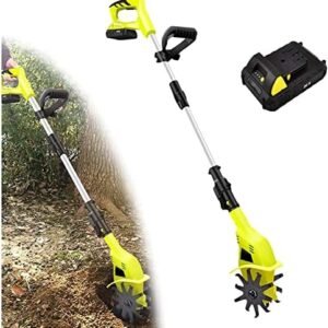 20v Portable Rototiller, Cordless Electric Garden Cultivator, Cordless Telescopic Power Cultivator with Rechargeable Battery and Charger