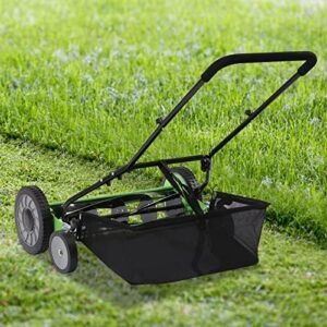 20″ Lawn Mower,5-Blade Cordless Manual Reel Lawn Mower, with Grass Catcher,Adjustable Handheld Weeder/Cutting,for Park Greening,Meadow Forest Garden,Green
