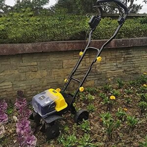 Cordless Electric Tiller, Garden Power Rotavator/Cultivator w/4 Blades, Working Width 36CM & 20CM Tilling Depth, for Garden Lawn, Soil Loosening